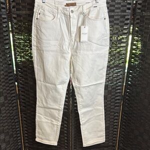 Judy Blue High Waist Boyfriend White Jeans 13/31